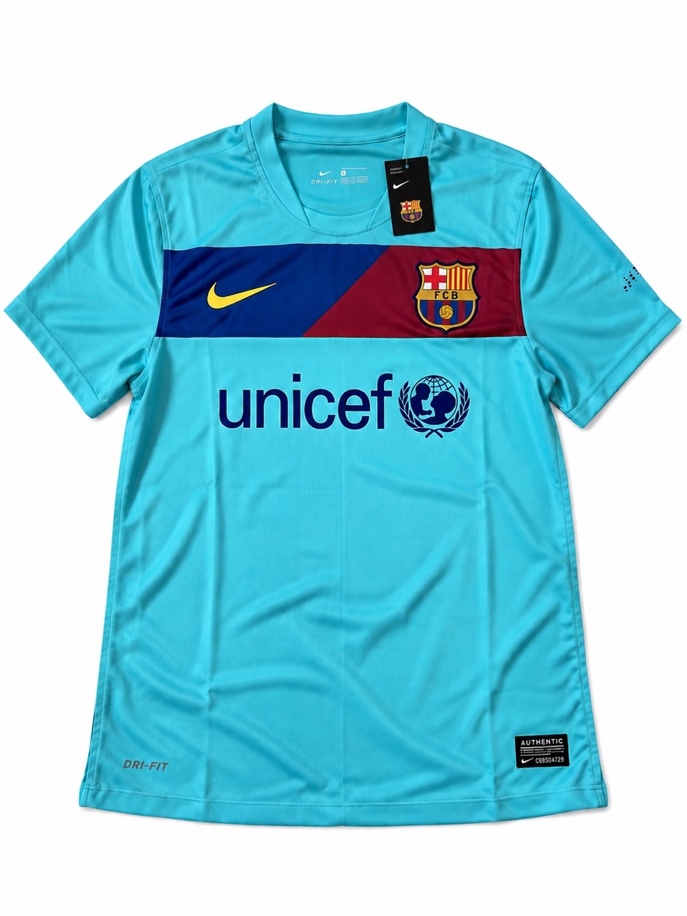 Nike FC Barcelona 2010/11 Messi #10 Away Turquoise Soccer Jersey Men’s M NWT